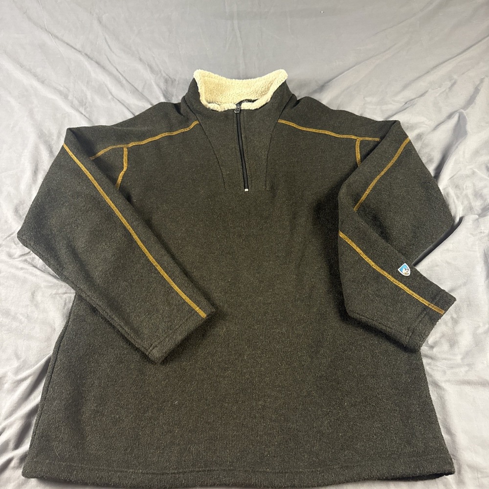 KUHL  Alfpaca Fleece Sherpa Sweater Men's XL 1/4 Zip Pullover Brown No Size Tag